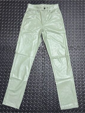 American Eagle Pants Vegan Leather Super High Rise Straight Stretch Size 000 NEW